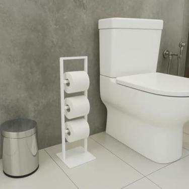 Imagem de Porta Papel de Chão Papeleira Chão para Banheiro Industrial Capacidade 3 Rolos (Branco)