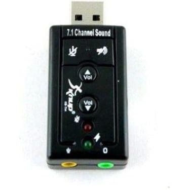 Imagem de Adaptador de Som USB 7.1 Canais, Placa de Som Externa Digital com Controle de Volume, Entrada P2 para Fone e Microfone, Compatível com PC e Notebook, Preto