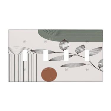 Imagem de Naiqadnehz Capas para interruptores de luz, verde sálvia, boho, natureza, arte, minimalista, geométrico, planta, quadriciclo, interruptor elétrico, placa decorativa de parede para quarto e sala de