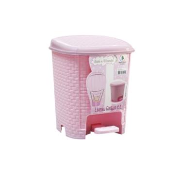 Imagem de Cor:Rosa Bebê Lixeira Rattan Bebê e Mamãe 6 Litros - Monte Líbano