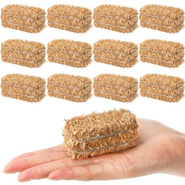 Imagem de Maasechs 24 Pçs Mini Fardos de Feno de Ação de Graças Decorações de Colheita de Outono Pequeno Fardo Decorativo de Palha para Presépio de Natal, Casa de Bonecas, Decorações de Festa com Tema Ocidental