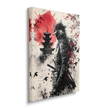 Imagem de Samurai Canvas Wall Art Japanese Bushido Pictures Asian Japan Warrior Art Painting Samurai Prints Arte Moderna para Banheiro Sala de Estar Quarto Escritório Decoração de Parede Emoldurada 30 cm x 40