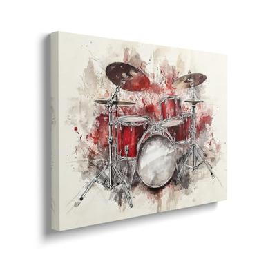 Imagem de Kit de bateria musical em tela, arte de parede, grafite, bateria, instrumento, imagens, estúdio, pintura, impressões, arte moderna para sala de música, sala de estar, quarto, escritório, decoração de