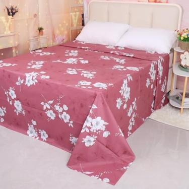 Imagem de Lençol de cima de algodão puro de qualidade de hotel, vermelho, solteiro, GG, lençol de cima de cama plana com estampa ultramacia, lavar à máquina