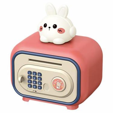 Imagem de Rolamento automático de moedas Piggy Bank Cartoon Rabbit com fechadura
