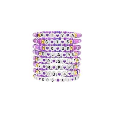 Imagem de YlLUCHH Pulseiras de amizade com contas roxas – Joias de shows e festivais para fãs de pop, presentes para amantes de amizade e música (Roxo)