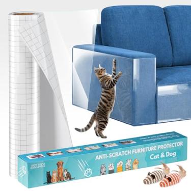 Imagem de Protetor de móveis antiarranhões para gatos – protetor de sofá de vinil transparente de garras de gato, fita antiarranhões para cantos de sofá, protetor de sofá adesivo de um lado para gatos (508 x 42