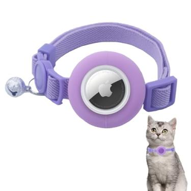 Imagem de Coleira para gatos AirTag, coleira GPS para gatos com suporte Apple AirTag, coleiras rastreadoras de gatos separáveis com faixa elástica de segurança para meninas, meninos, gatos, filhotes e gatinhos