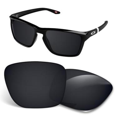 Imagem de Lentes de substituição de 1,5 mm compatíveis com óculos de sol Oakley Sylas OO9448 57 mm, antiarranhões e resistentes a impactos - preto escuro polarizado