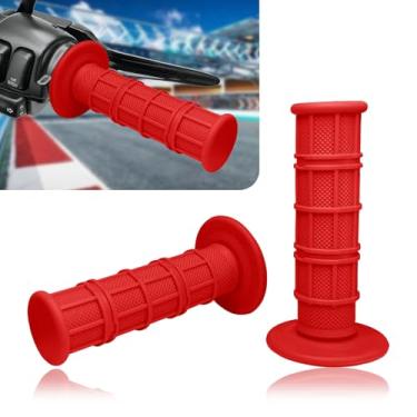 Imagem de HHZL Punhos para motocicletas Dirt Bike Handlebar Grips 7/20.3 cm Red Grip Antiderrapante Borracha Racing Grip 7/20.3 cm Esquerda e 2.5 cm Direita para eBike Motocicleta, Dirt Bike Elétrica, Off Road
