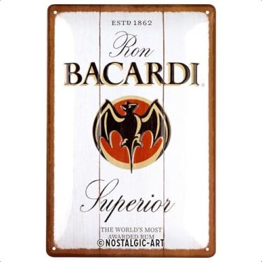 Imagem de Nostalgic-Art Placa de lata retrô, 20 cm x 30 cm, Bacardi – Madeira branca superior – Ideia de presente para fãs de rum, Produto de licença oficial (OLP), feito de metal, design vintage