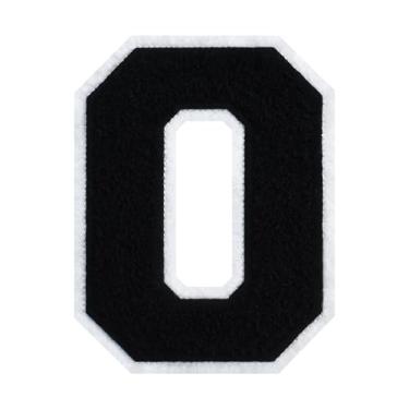 Imagem de Patch universitário de chenille preto de 15 cm com borda branca para passar a ferro ou costurar para uniformes escolares, jaquetas faça você mesmo, projetos clássicos e duráveis (0)