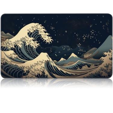 Imagem de MTG Magic TCG Playmat - Tapete de borracha com superfície lisa para cartas colecionáveis e jogos de batalha - Tapete de jogo com tinta de mesa, ondas retrô