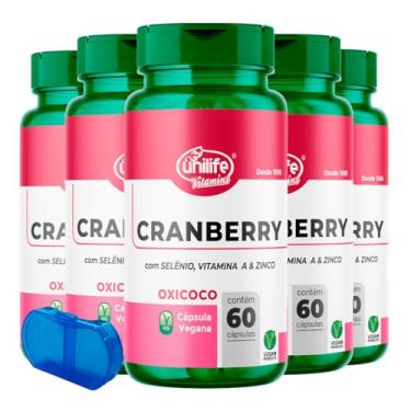 Imagem de Cranberry com Selênio Vitamina A e Zinco Unilife 60 Cáps 5un + Porta Cápsulas
