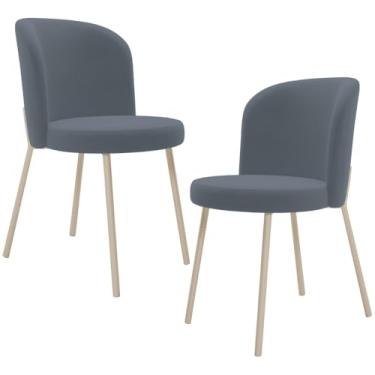 Imagem de Kit 02 Cadeiras para Sala de Jantar Cozinha Estofada Gavi Arena L02 Suede Cinza - Lyam Decor