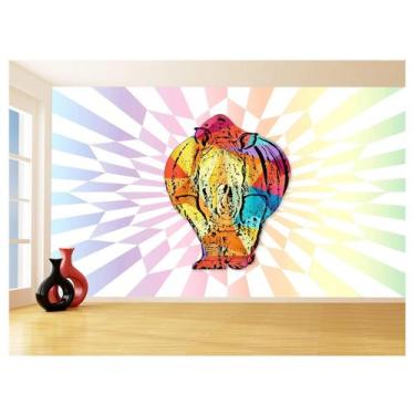 Imagem de Papel De Parede 3D Animais Pop Art Rinoceronte 3,5M Pxa496 - Você Deco
