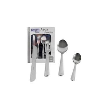 Imagem de Jogo de Talheres Clássico em Inox, 24 Peças, 6 Garfos, 6 Facas, 6 Colheres, 6 Colheres de Chá, Talheres de Mesa para Uso Diário