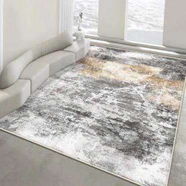 Imagem de Tapete abstrato com estampa de tinta lavada, ideal para sala de estar, quarto, sala de estar, tapete grande, antiderrapante e lavável, para decoração de casa. Tapete felpudo para porta de entrada