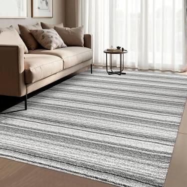 Imagem de Tapete Sala Quarto Rustico 1,35m x 2,00m Antiderrapante Decorativo (Preto)