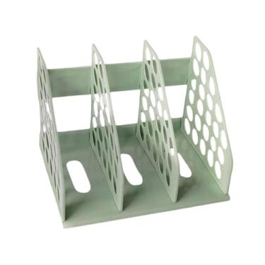 Imagem de Esquirla Organizador de mesa para escritório com 3 compartimentos verticais, porta-arquivos, porta-livros, pastas e porta-revistas. Ideal para escritório, Verde
