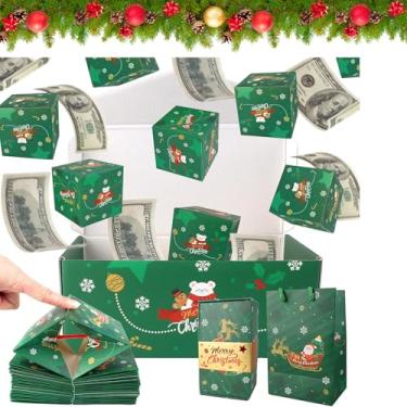 Imagem de Caixas de presente surpresa para dinheiro, caixa de explosão dobrável de 2025 para presente de Natal, aniversário, aniversário, dia dos namorados (12 saltos, verde)
