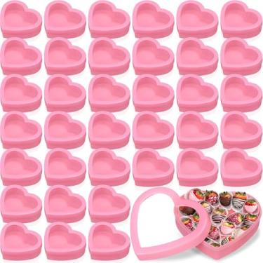 Imagem de Wesiti 36 caixas pequenas em forma de coração com janela, caixas de presente de dia dos namorados, recipiente de armazenamento de plástico para projetos faça você mesmo, presentes de doces para o dia