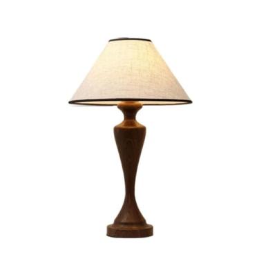 Imagem de Luminária de mesa estilo americano antigo, luminária de cabeceira para quarto, iluminação ambiente para estudo, estilo retrô, luminária de mesa simples e aconchegante (tipo C, cor nogueira)