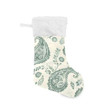 Imagem de GakkiGii Meias de Natal grandes com padrões vintage, decoração de Natal para parede de lareira e árvore, 45 x 31 cm