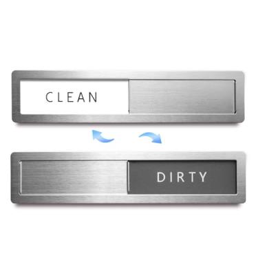 Imagem de Ckncy Ímã para lava-louças, letreiro limpo e sujo, aço inoxidável, limpo, sujo, imã para lava-louças, sem arranhões/fácil de ler e usar/magnético forte (1, cinza e branco)