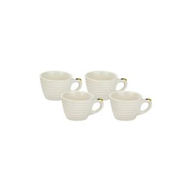 Imagem de Conjunto de Xícaras para Café Hauskraft Bee em Porcelana 90 ml Branca  4 Peças