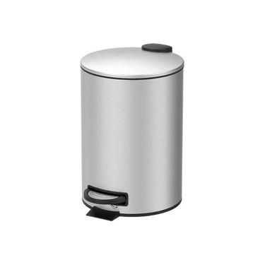 Imagem de Lixeira com Pedal e Balde Brinox Spin 12 Litros Aço Inox Escovado Inox