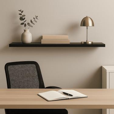 Imagem de Prateleira Madeira Flutuante Multiuso 91x20 Luara L06 - D'rossi Preto