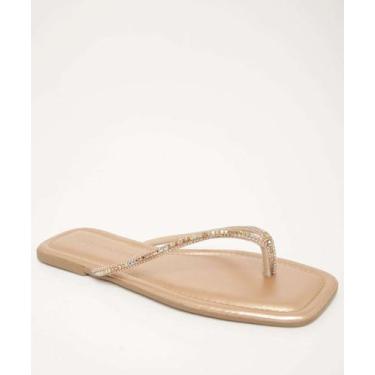 Imagem de Rasteirinha Feminina Metalizada Strass-82088 - NARA MARTINS, 35, Rosê