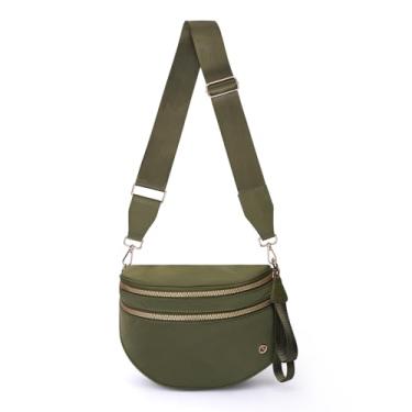 Imagem de Bolsa transversal espaçosa de nylon, cor pura, bolsa tiracolo para mulheres, carteiras, bolsas espaçosas, Verde-oliva puro, Large