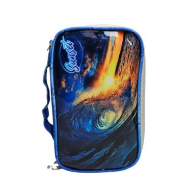 Imagem de Estojo Box Escolar Sunset Onda Pôr do Sol Grande Reforçado