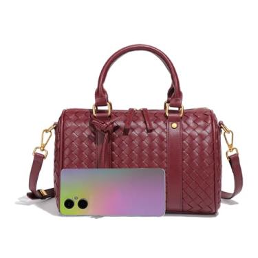 Imagem de Bolsas femininas de couro com alça superior, bolsa tiracolo elegante com alça de ombro ajustável, Borgonha, Medium