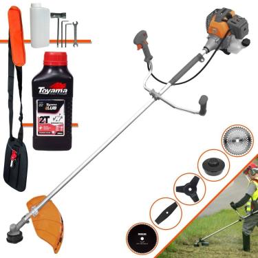 Imagem de Roçadeira Tekna RL430-P 43cc 1,7HP Com Carretel de Nylon + Lâmina Facão + Lâmina 3 Pontas + Lâmina 40 Dentes + Lâmina 80 Dentes + ÓLEO TOYAMA 2T
