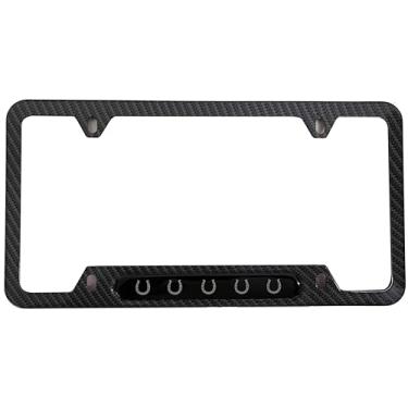 Imagem de Suporte de capa para placa de carro ferraduras ferraduras com parafusos de aço inoxidável 1 peça (fibra de carbono)