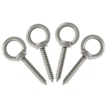 Imagem de suiwotin 4 peças de ganchos de olhal de aço inoxidável auto-roscantes M10-4 polegadas com capacidade de carga de 226 kg para pendurar, rede e cadeira de balanço