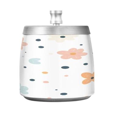 Imagem de Wassud Cinzeiro para cigarros, interior, exterior, pétalas fofas, cinzeiro com tampa, aço inoxidável, à prova de vento, inodoro, mesa, cinzeiro, casa, escritório, pátio, varanda, decoração