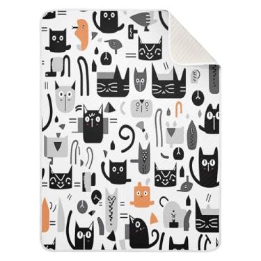 Imagem de Wassud Cobertor macio de gatos coloridos para meninos e meninas, 76 x 101 cm, cobertor leve e aconchegante essencial para berçário e carrinho de viagem