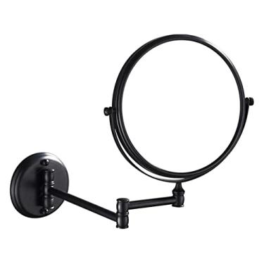 Imagem de YYBOES Espelho de maquiagem montado na parede espelho de beleza preto espelho de maquiagem de 20 cm espelho de maquiagem telescópico dobrável montagem na parede espelho de ampliação 3X