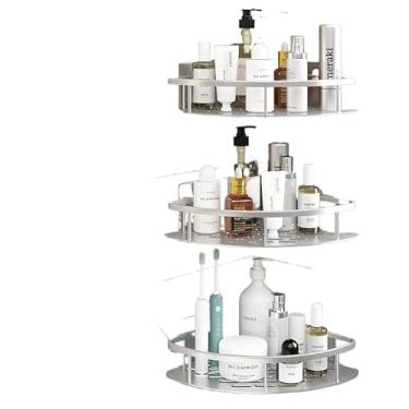 Imagem de Prateleiras Para Casa De Banho Sem Furos, AlumíNio, Suportes Para Casa De Banho E AcessóRios Para Casa De Banho(KIT 3-Triângulo prata)