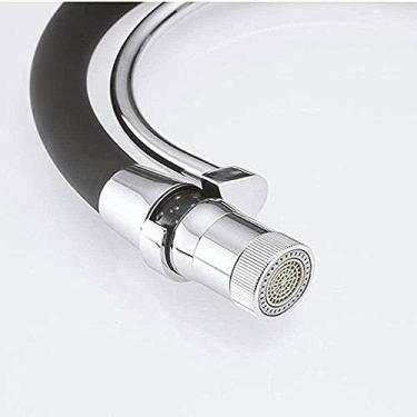 Imagem de Torneira preta com torneira de cozinha cromada filtro de guindaste interruptor de água quente e fria misturador torneira de pia tubo universal separado