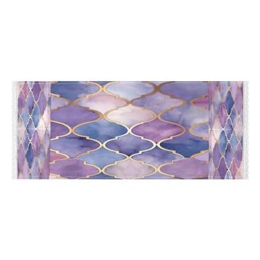 Imagem de Wassud Capas geométricas roxas para lavadora e secadora, protetor de lavadora com sacos de armazenamento, capa de geladeira à prova de poeira com bolsos para lavanderia doméstica, cozinha, 120 x 55 cm