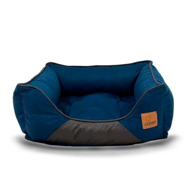 Imagem de Cama Pet Vintage Grande, Para Cachorros e Gatos, Luxo, Lavavel com Ziper, Almofada Removivel, BagDog - Modelo Vintage Cor Azul Marinho - Tamanho GG (75cm x 75cm)