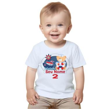 Imagem de Camiseta Ursinho Marinheiro Barquinho Camisa Personalizada Blusa Infan