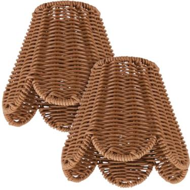 Imagem de Glooglitter 2 lâmpadas de candelabro cúpula pequena abajur recortado 7,6 cm superior x 15,2 cm inferior x 14 cm altura inclinada império marrom abajur candelabro vela candelabro de parede ou luminária