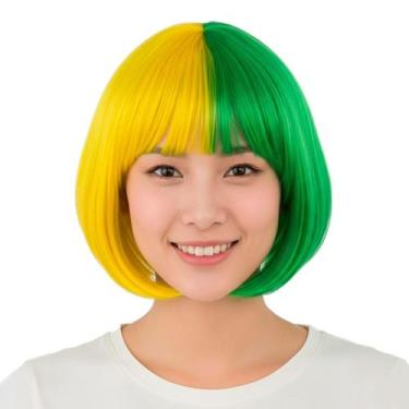 Imagem de Peruca Brasil Curta Amarelo e Verde Sintética - Aliança