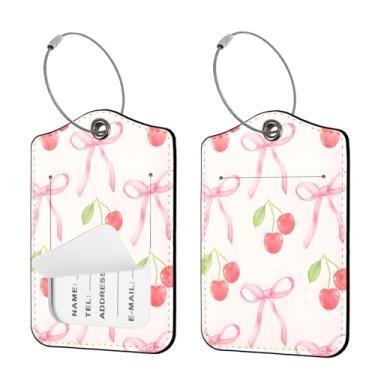 Imagem de Seorsok 2 etiquetas de viagem de bagagem para malas, etiqueta de nome de couro PU com capa de privacidade e cartão de identificação e anel de metal durável adequado para homens e mulheres bolsas